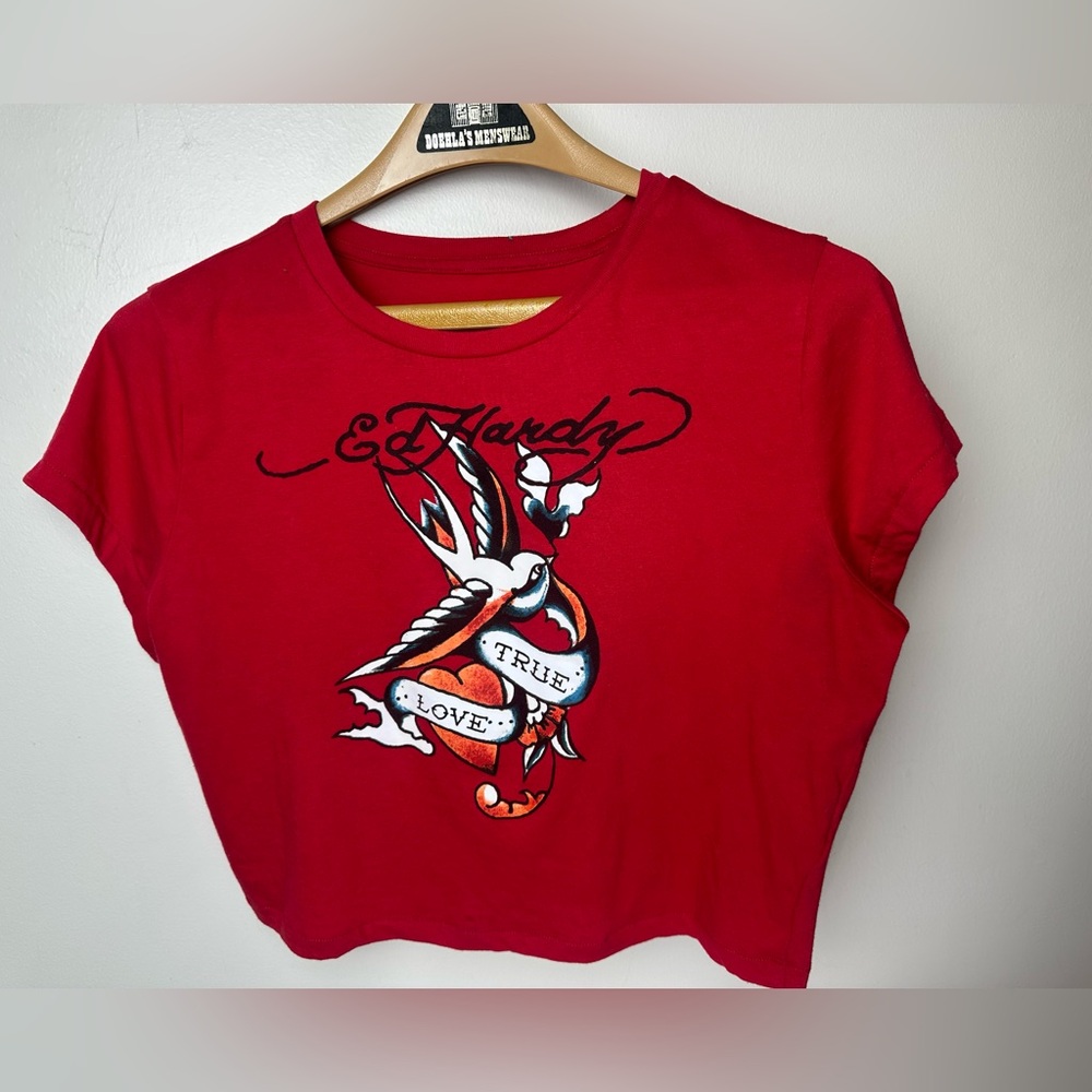 Ed Hardy True Love Swallow Graphic Crop Tee - Picture 7 of 13